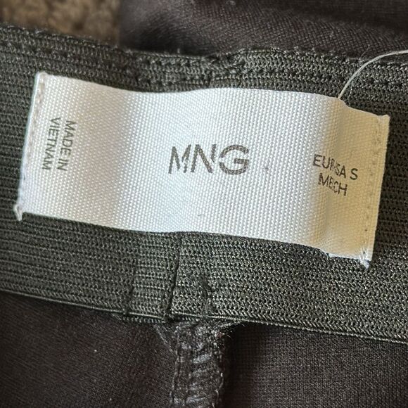 MNG Black Straight Leg Trousers Small High Waist Slit Hem Work Pants - Picture 8 of 8